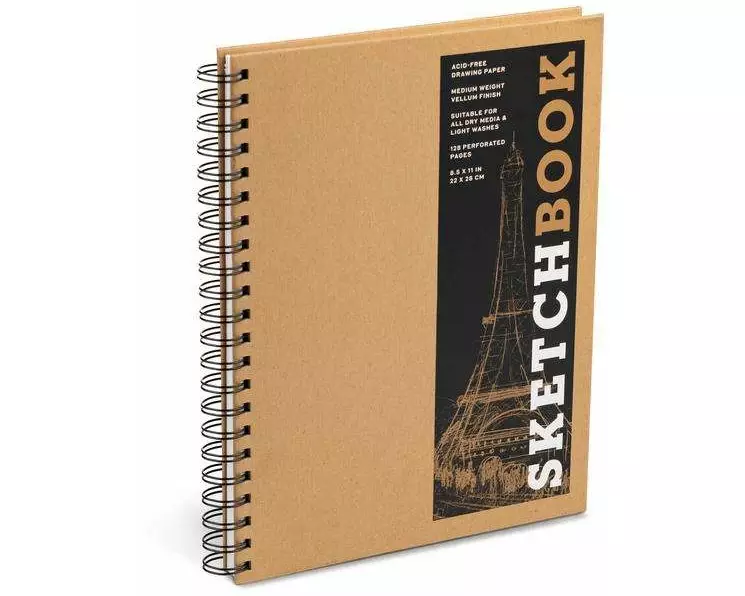Sketchbook 8.5 x 11" Kraft Spiral Hardcover Mixed Media Sketchbook for Drawing