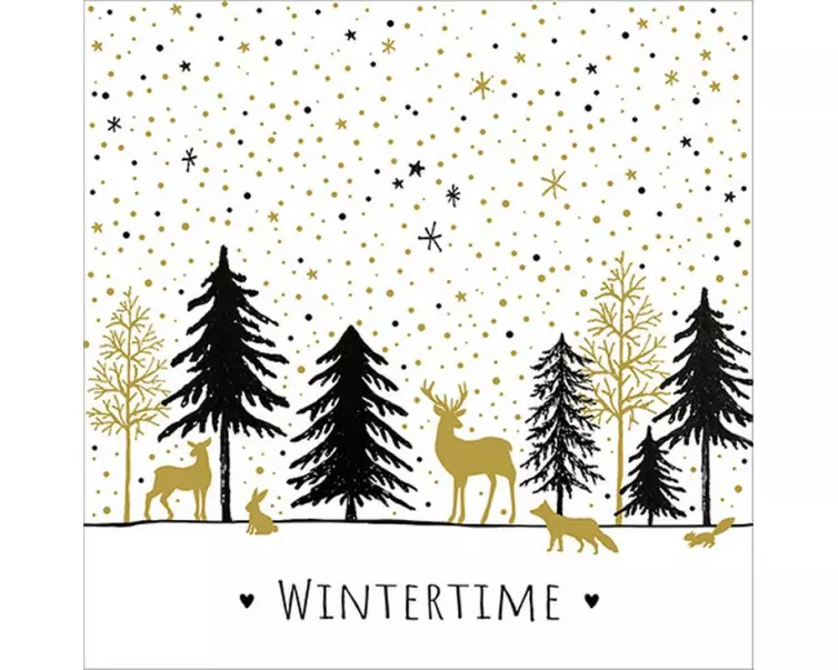 Braun + Company Weihnachtsservietten Modern Wintertime Mehrfarbig, 20 Stück