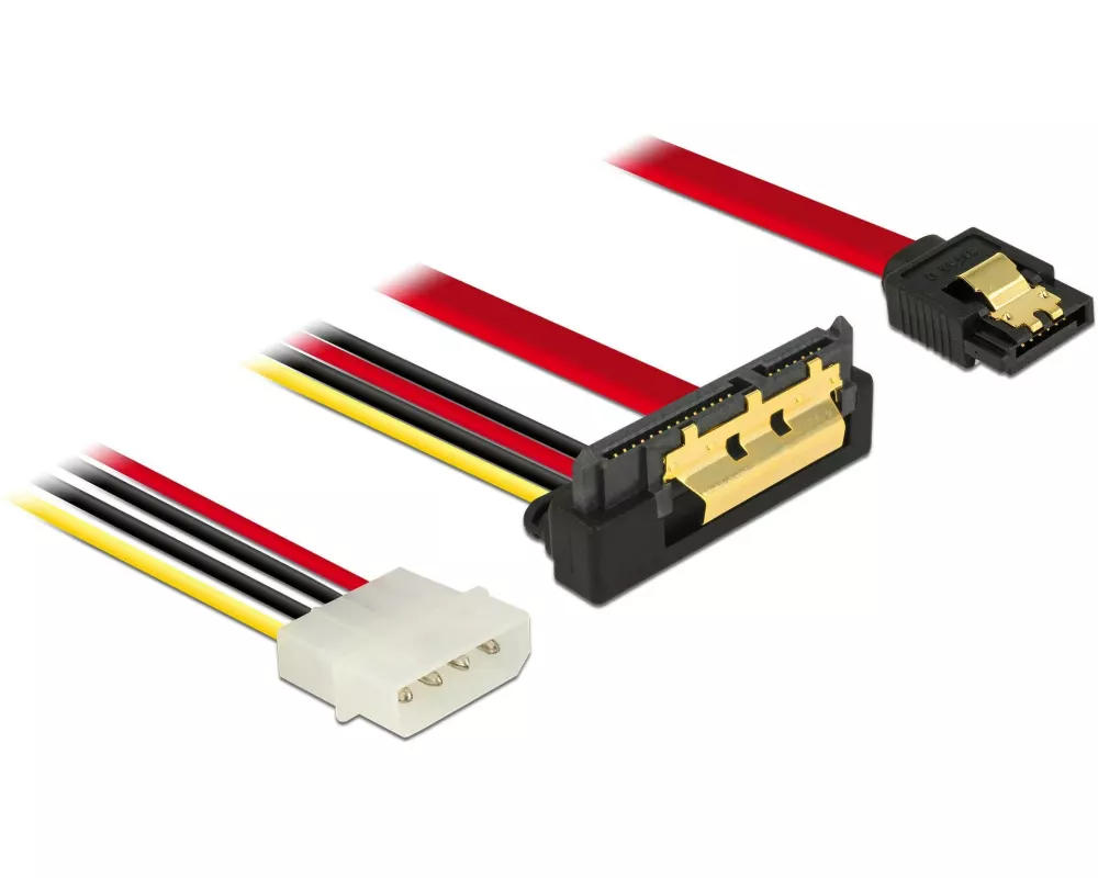 Delock SATA3-Kombikabel gewinkelt, Molex Strom, 30 cm