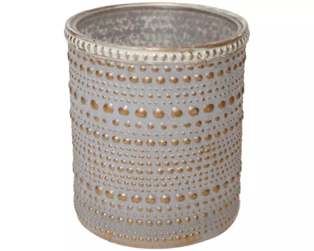 CHALET Windlicht Lingan 12 cm, Glas, Weiss