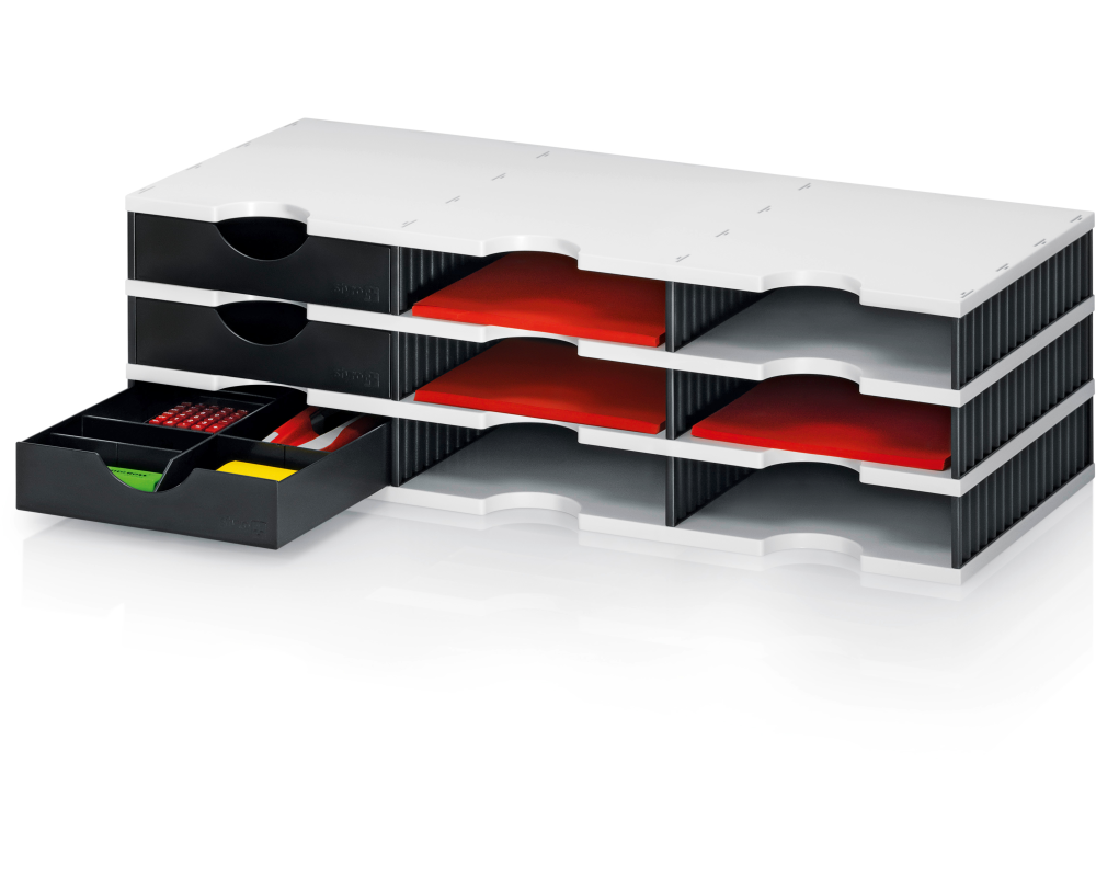 STYRO Styrodoc trio Grundeinheit 268-0303.989 SET, schwarz/grau 9 Fächer