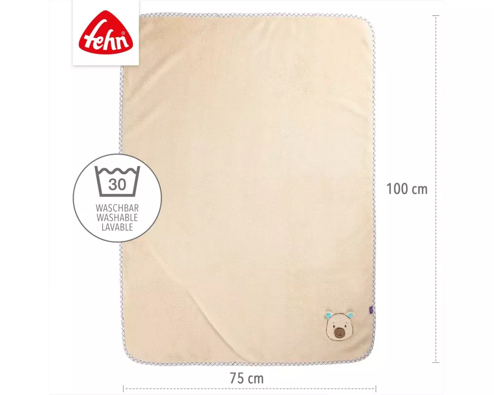 fehn Kuscheldecke Capybara, Beige, Plüsch, 100 x 75 cm