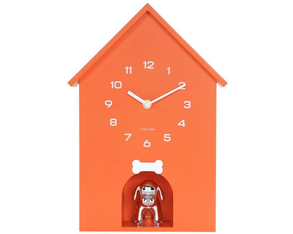 KARLSSON Wanduhr Wall clock Dog House Bright Orange