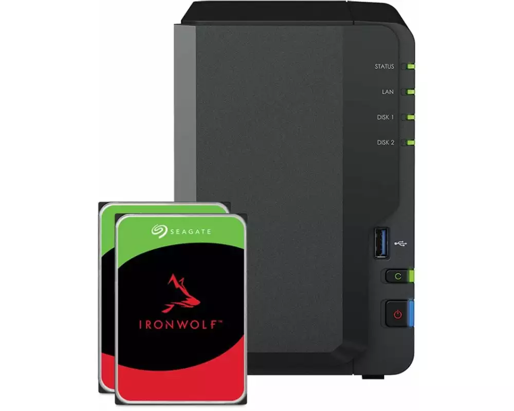 Synology NAS DiskStation DS223, 2-bay Seagate Ironwolf 12 TB