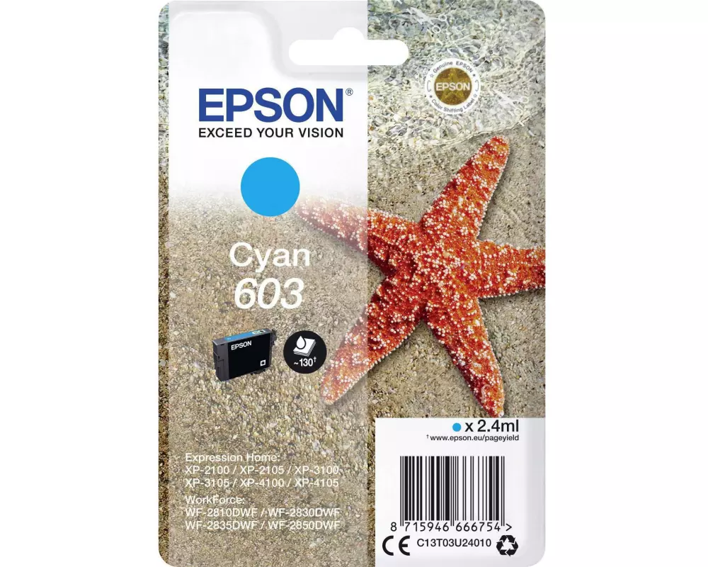 Epson Tinte 603 / C13T03U24010 Cyan