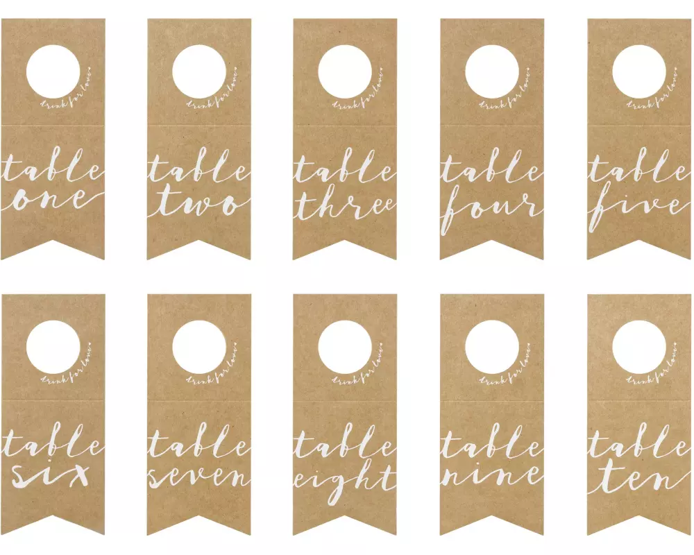 Partydeco Partyaccessoire Flaschenanhänger 8 x 18.5 cm, Weiss/Braun