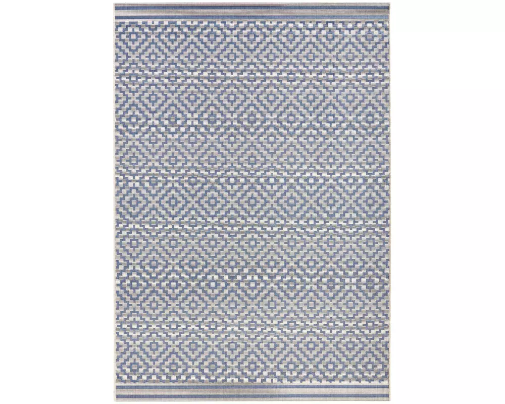 Hanse Home Raute In- & Outdoor Teppich 140 x 200 cm, Blau/Crème