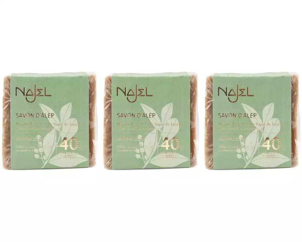 NAJEL Aleppo Seife 40% Lorbeeröl 3 x 185 g