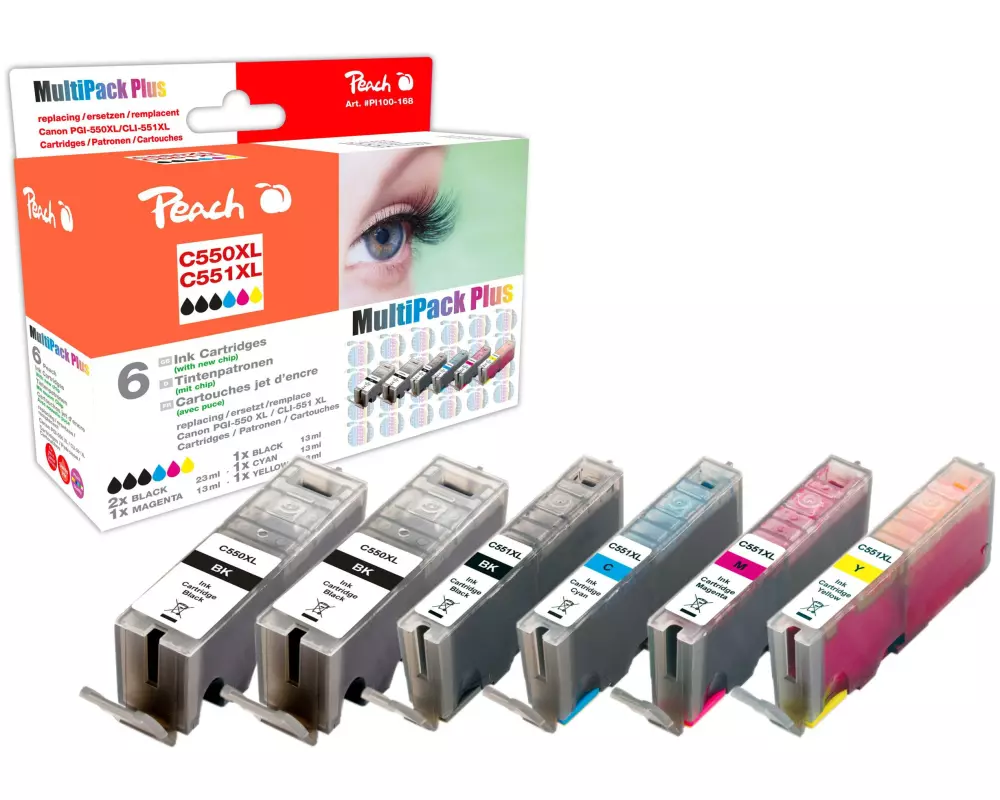 Peach Tintenset Canon PGI-550 / CLI-551 C, M, Y, 3x BK