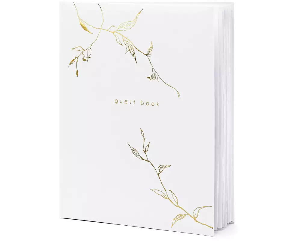 Partydeco Gästebuch Guest Book 20 x 24.5 cm, Gold/Weiss