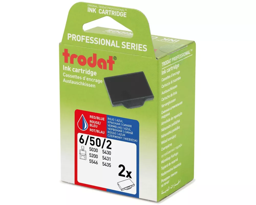 Trodat Ersatzkissen 6/50/2-2 Blau/Rot, 2 Stück im Blister