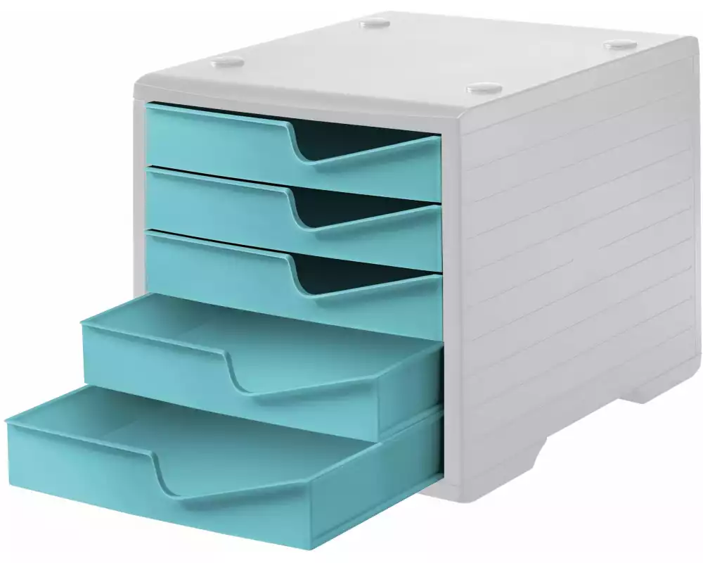 Styro Schubladenbox Styroswingbox Lichtgrau/Aqua