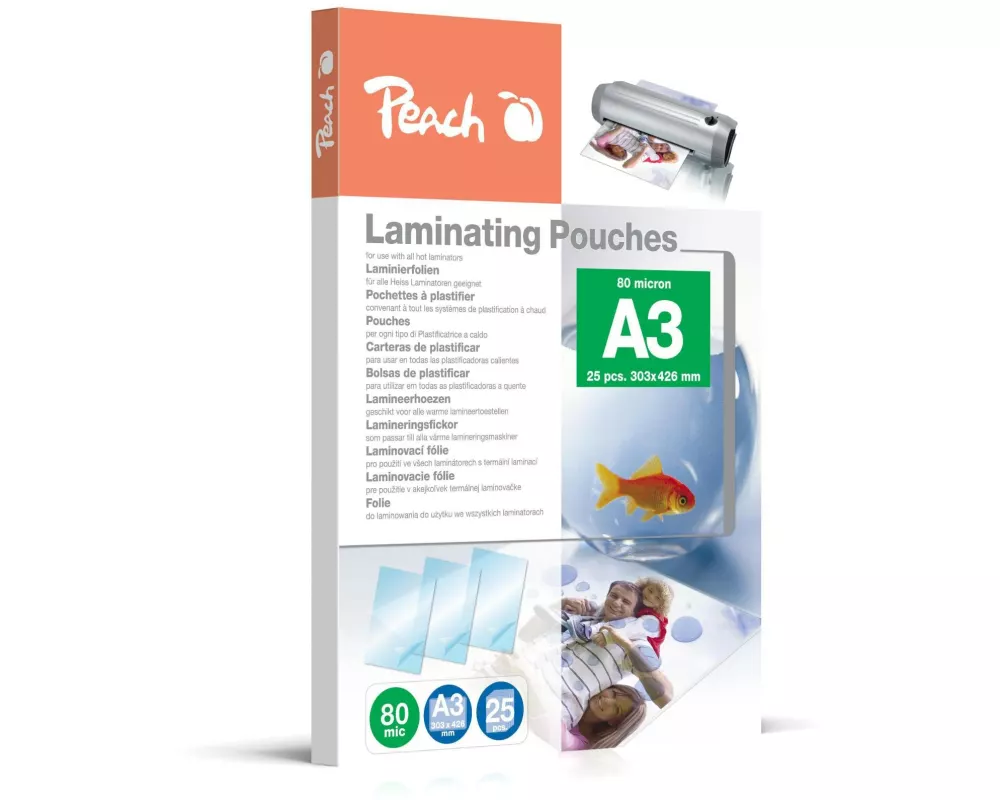 Peach Laminierfolie A3, , 25 Stück, Glänzend