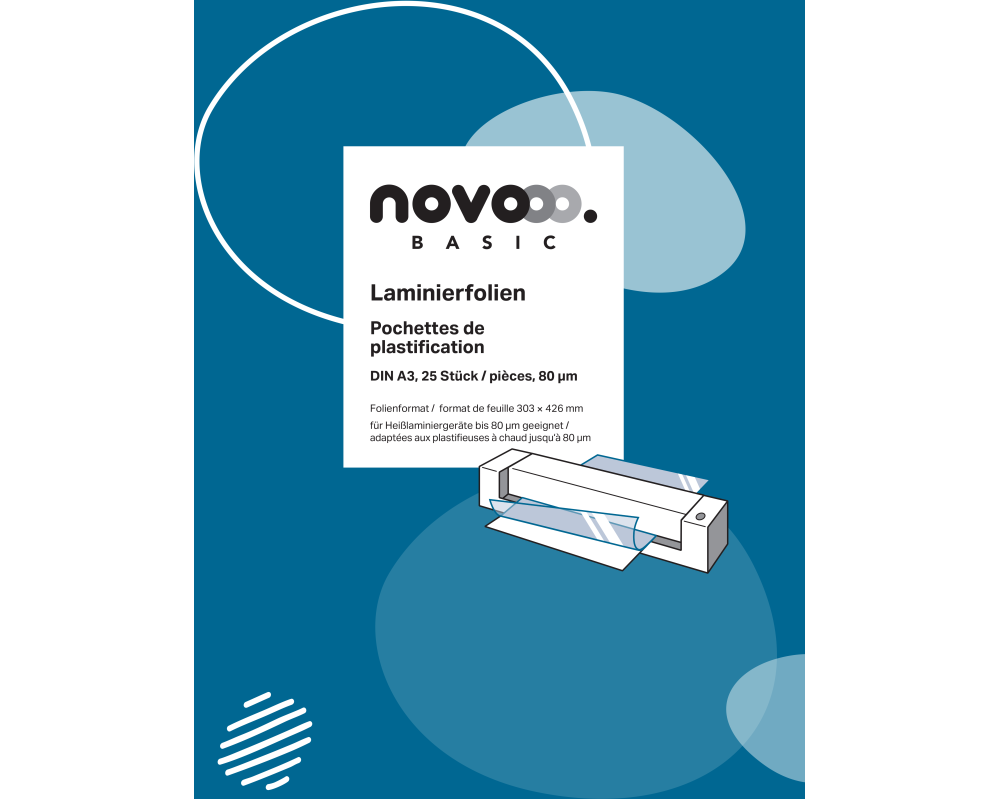 NOVOOO Laminierfolie A3 47090000 glanz, 80my 25 Stück
