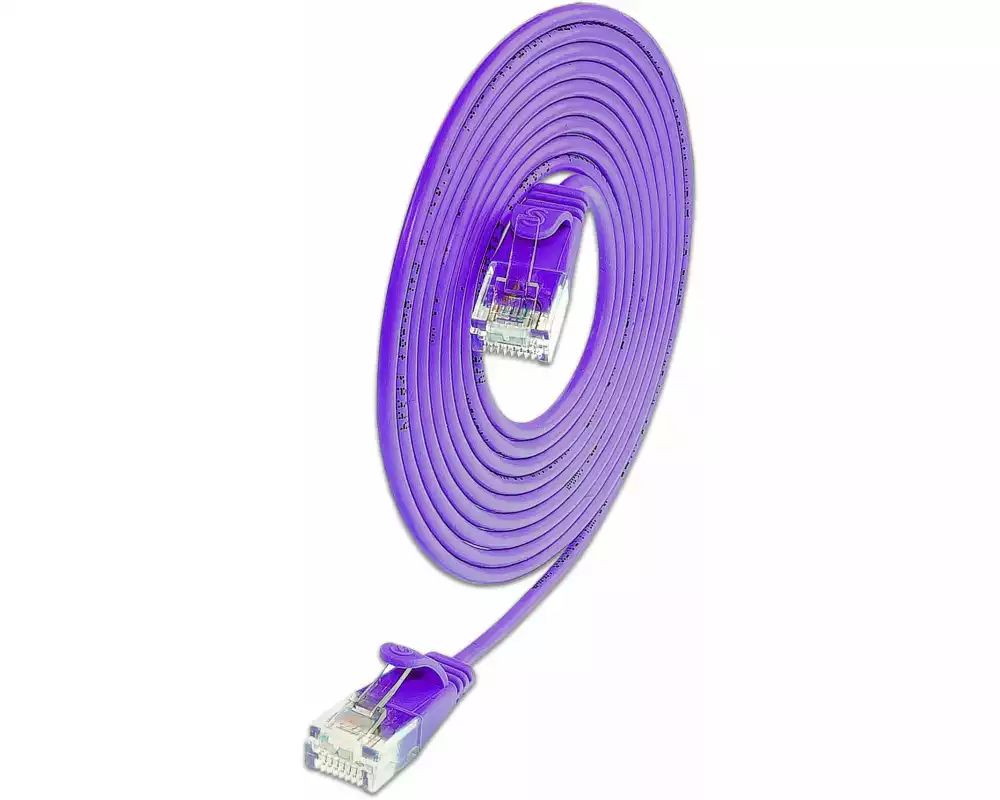 SLIM Slimpatchkabel RJ-45 - RJ-45, Cat 6A, U/UTP, 0.5 m, Violett
