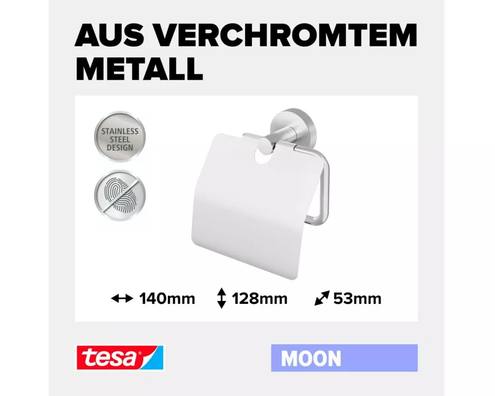 tesa Toilettenpapierhalter Moon Edelstahl