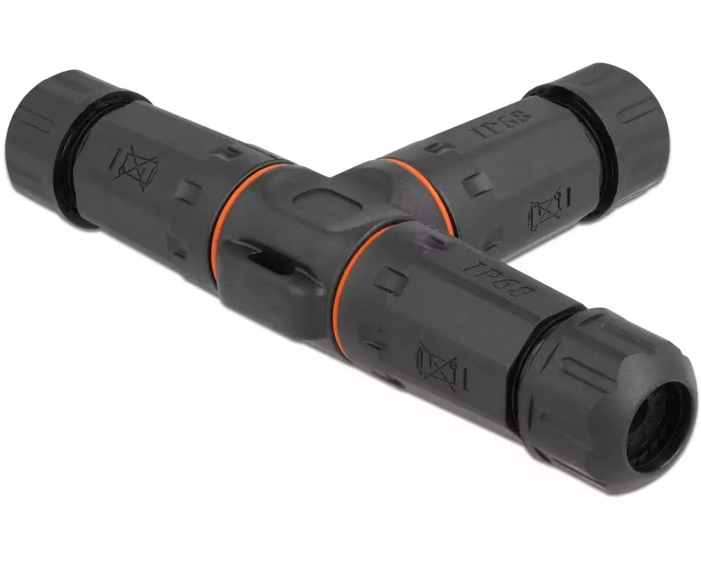 Delock Verbindungsmuffe IP68, T-Stück, 2 Pin, 4.5 - 7.5 mm schwarz