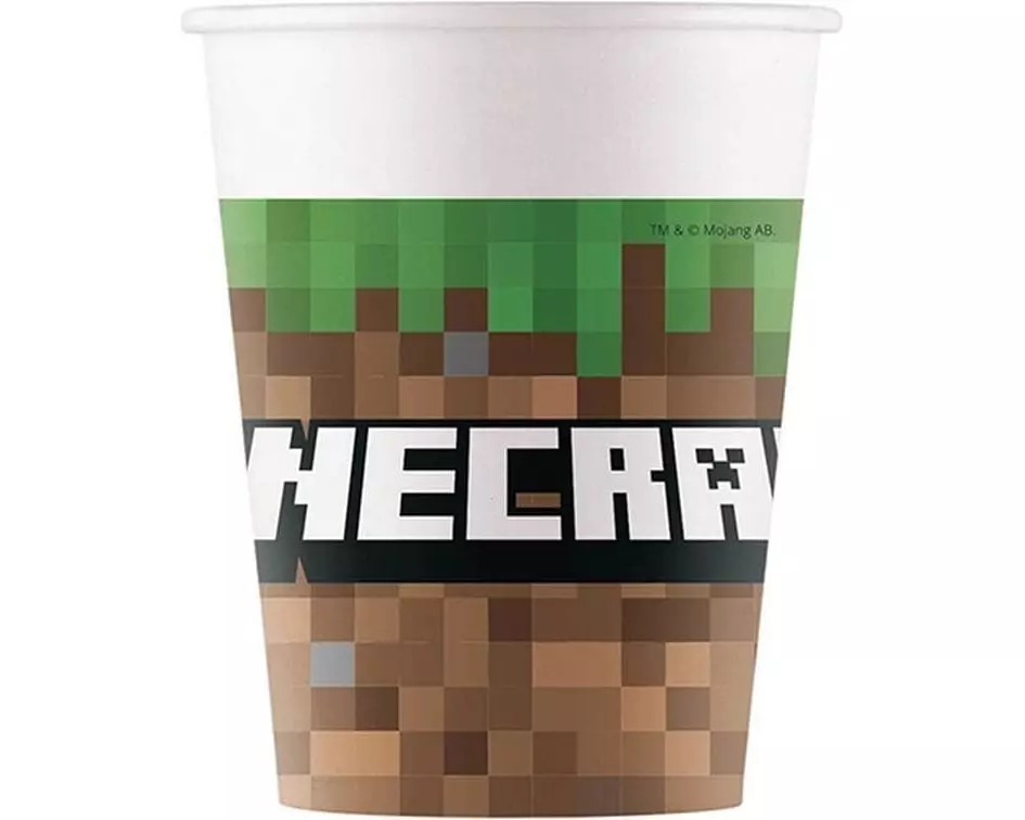 We fiesta Party Einwegbecher Minecraft 200 ml, 8 Stück, Braun
