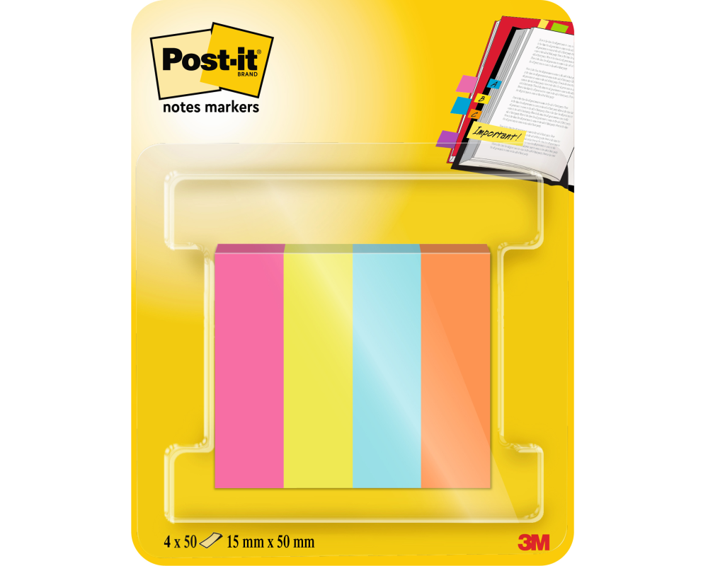 POST-IT Page Marker 15x50mm 670-4-POP 4 Farben 4x50 Streifen
