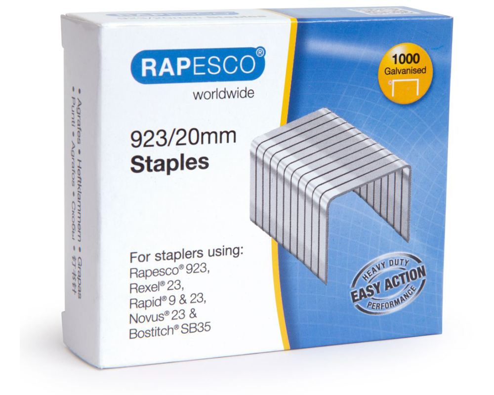 RAPESCO Heftklammern 923/20mm 1241 1000 Stück verzinkt