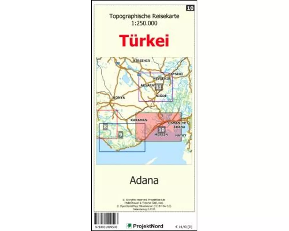 Adana - Topographische Reisekarte 1:250.000 Türkei (Blatt 10)