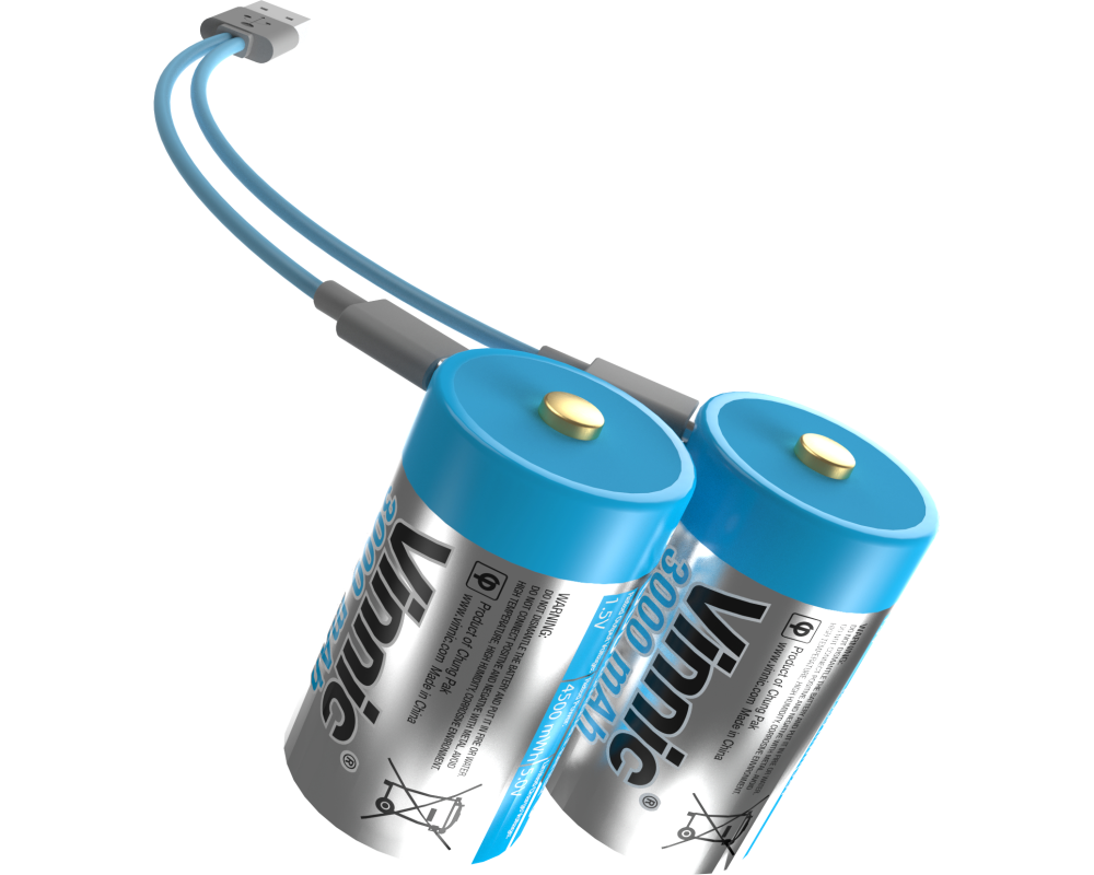 VINNIC USB Rech. Batt. C Type-C VPRB-UCC-2PC 3000mAh,Case,2pcs.