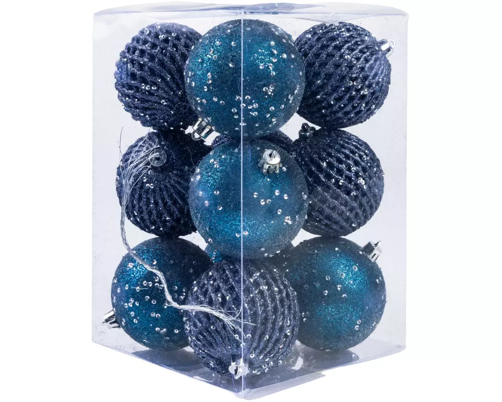 COCON Weihnachtskugeln Blau, 12 Stück