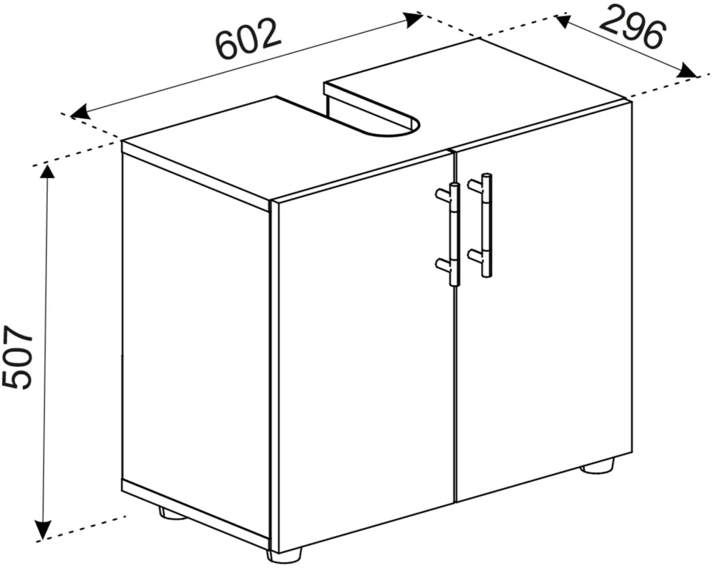 VCM Waschbeckenunterschrank Flandu II 60 x 51 cm, Weiss/Schwarz