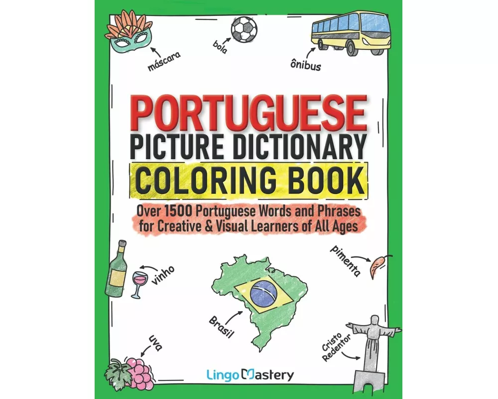 Portuguese Picture Dictionary Coloring Book
