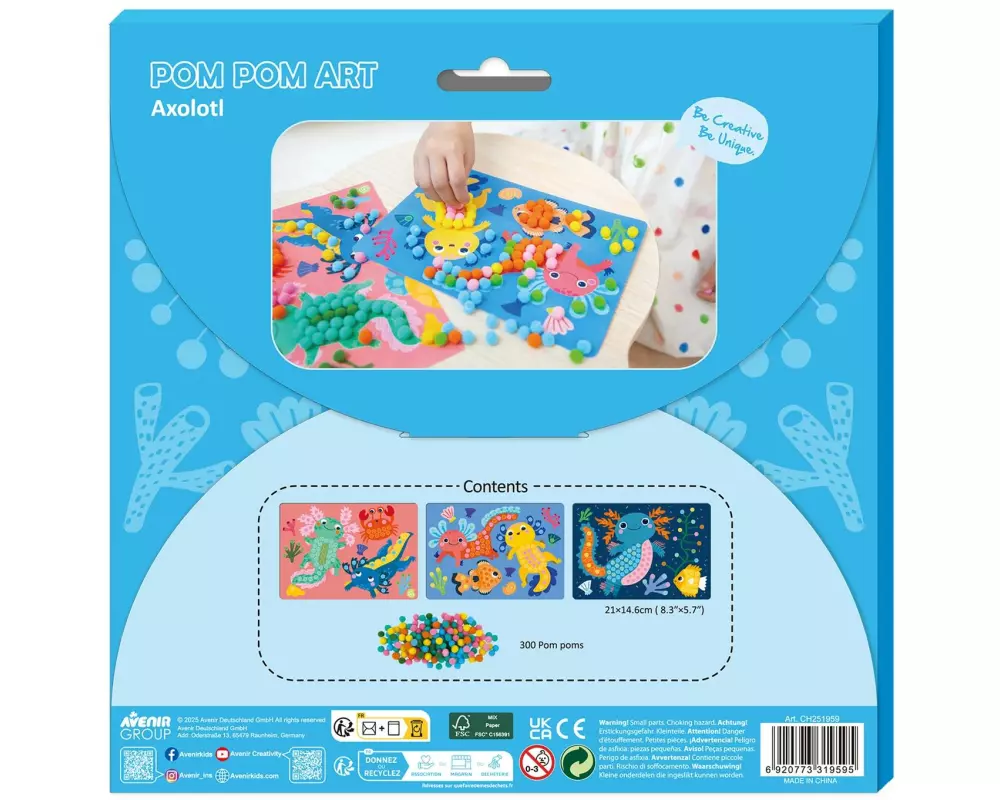 AVENIR Axolotl Kreativset Pompon-Kunst Axolotl
