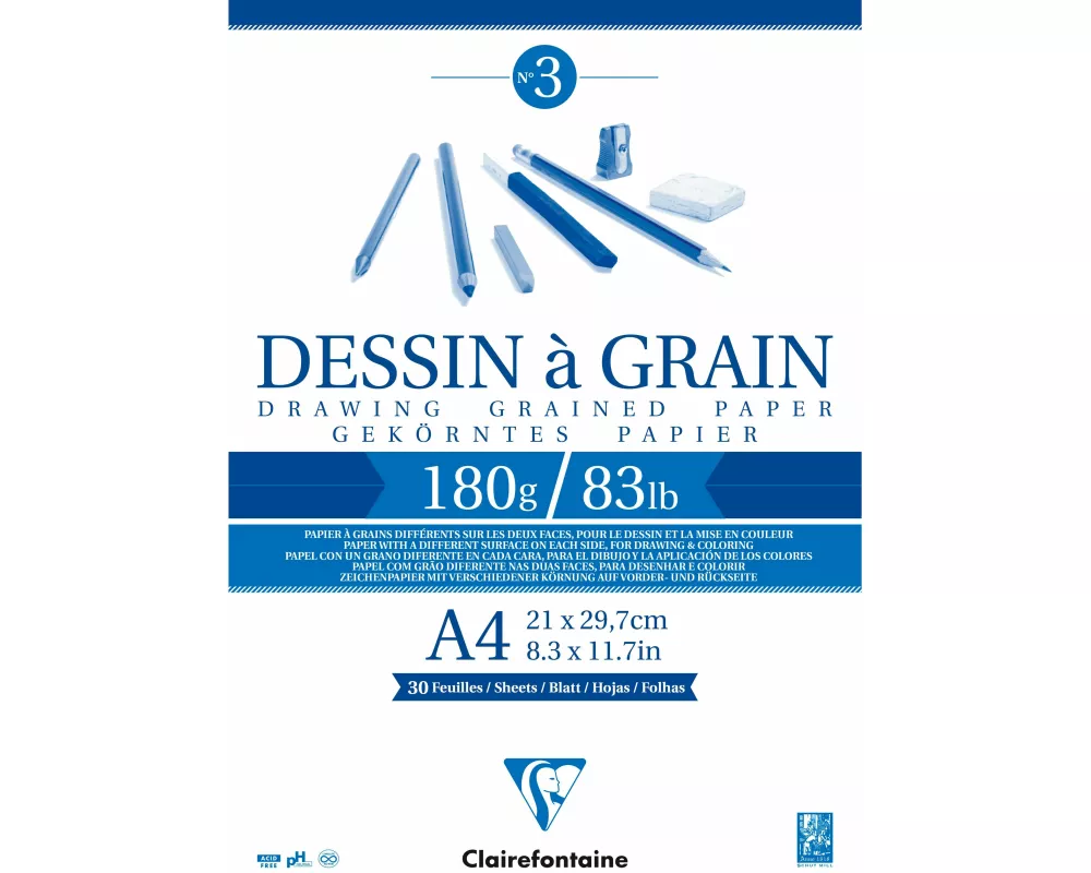 Zeichenblock A4 verleimt, 21x29,7cm, 180g, 30 Blatt