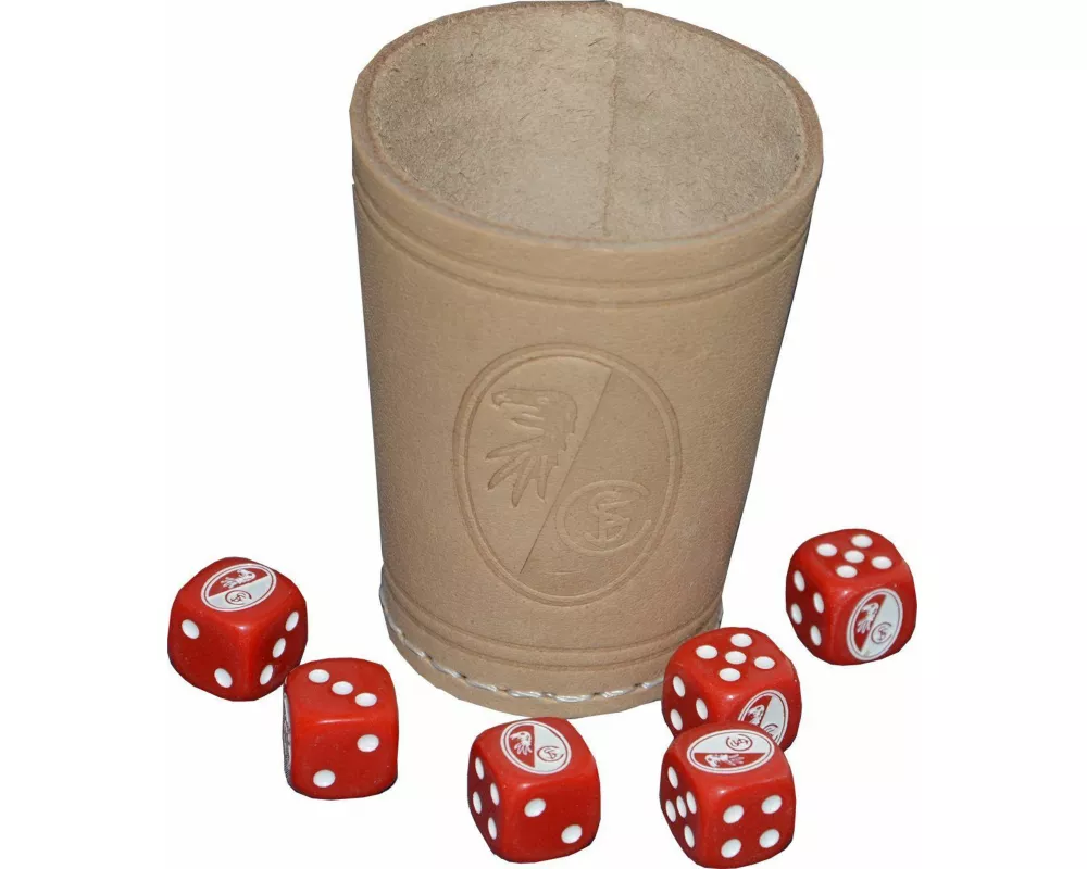 SC Freiburg Leder-Würfelbecher mit 6 Würfeln