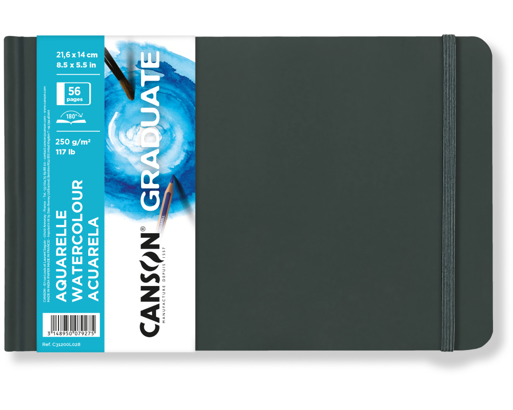 CANSON Aquarellbuch Graduate A5 quer 31200L028 blanko, 250g 28 Blatt