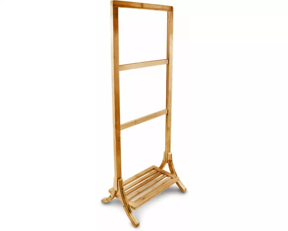 relaxdays Handtuchhalter mit 3 Stangen 105 x 40 x 27 cm, Natur