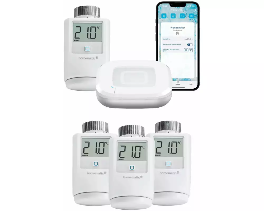 Homematic IP Starter Set Access Point 2, 4x Heizkörperthermostat, Weiss