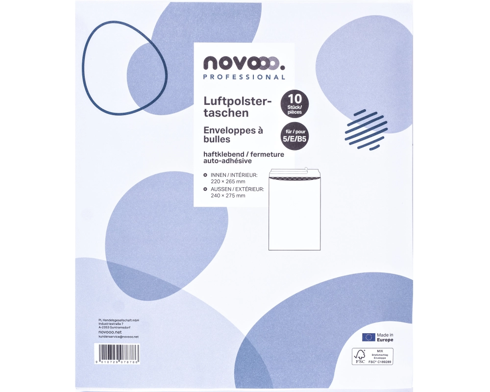 NOVOOO Luftpolstertasche E-1712149 weiss, 220x265mm 10 Stück