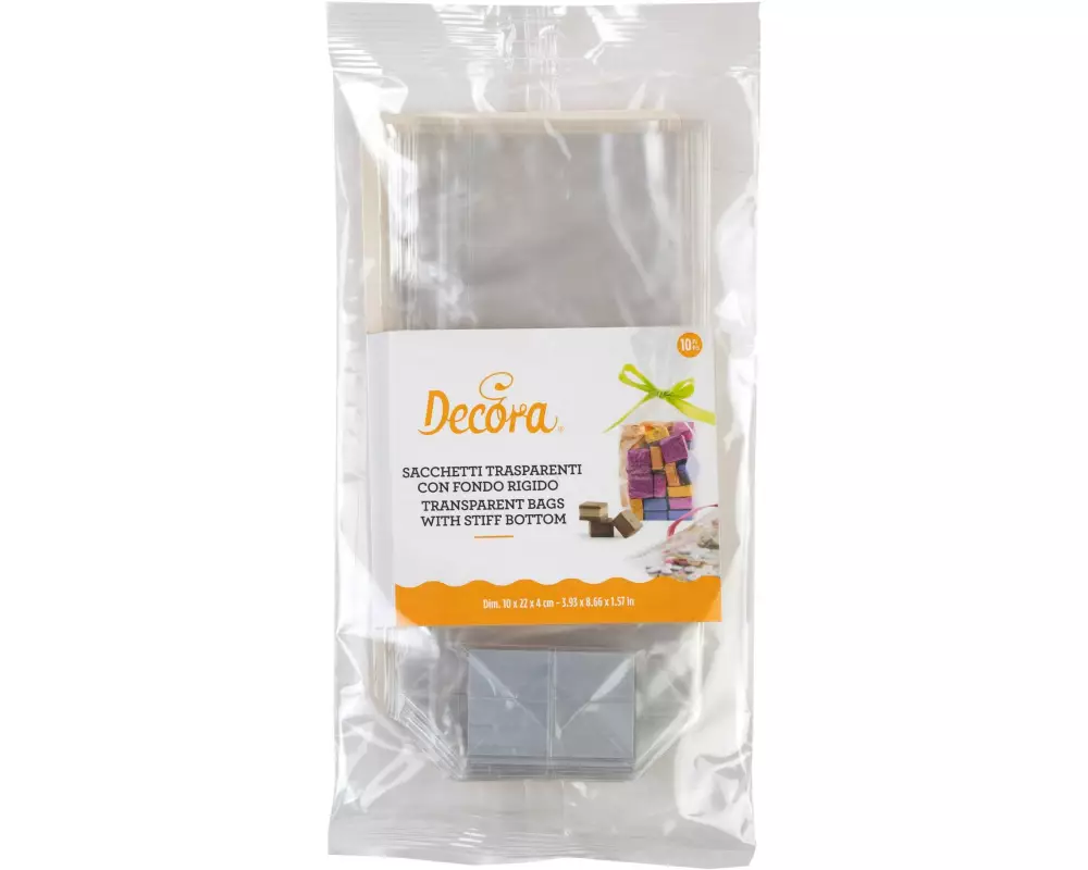Decora Geschenktüte 10 x 22 cm, 10 Stück, Transparent