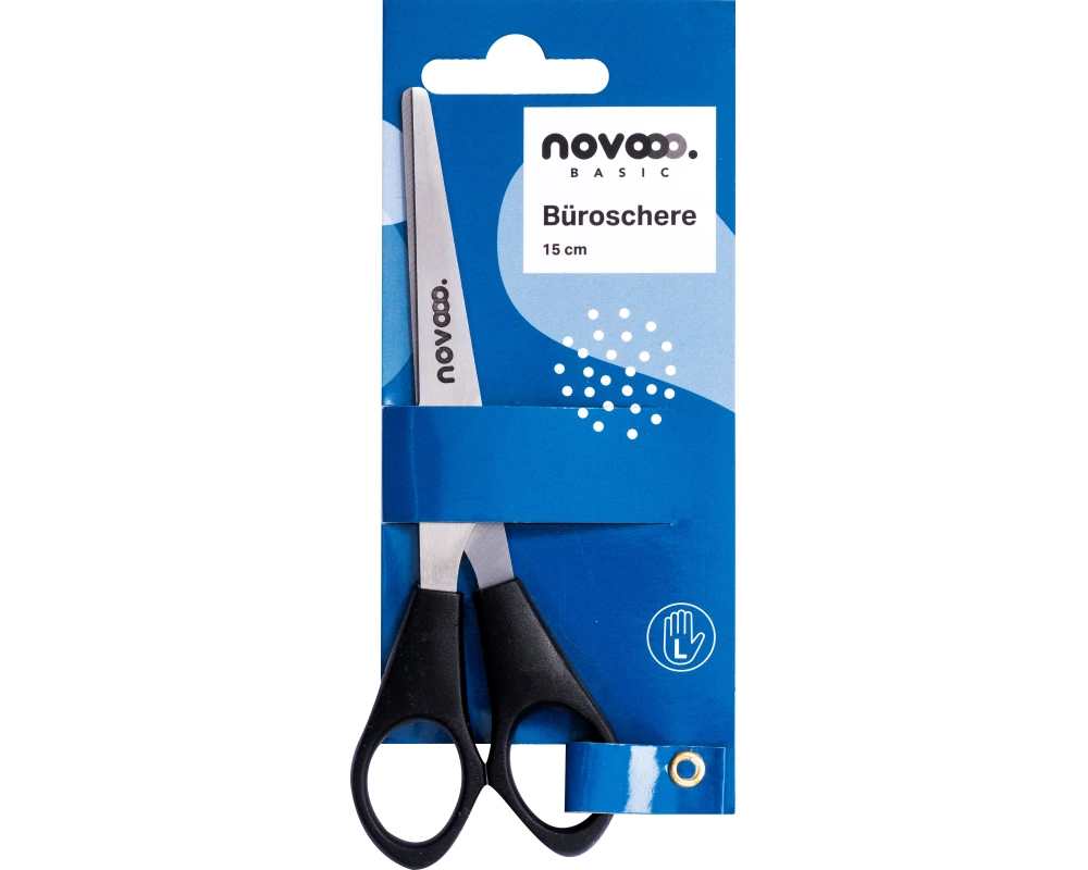 NOVOOO Büroschere 15cm E-131162 MTH für Linkshänder, schwarz