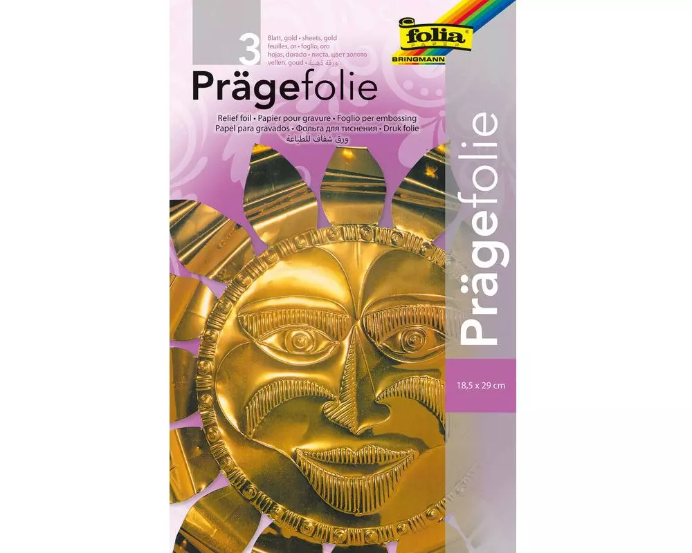 Folia Prägefolie 18.5 x 29 cm, 3 Blatt, Gold
