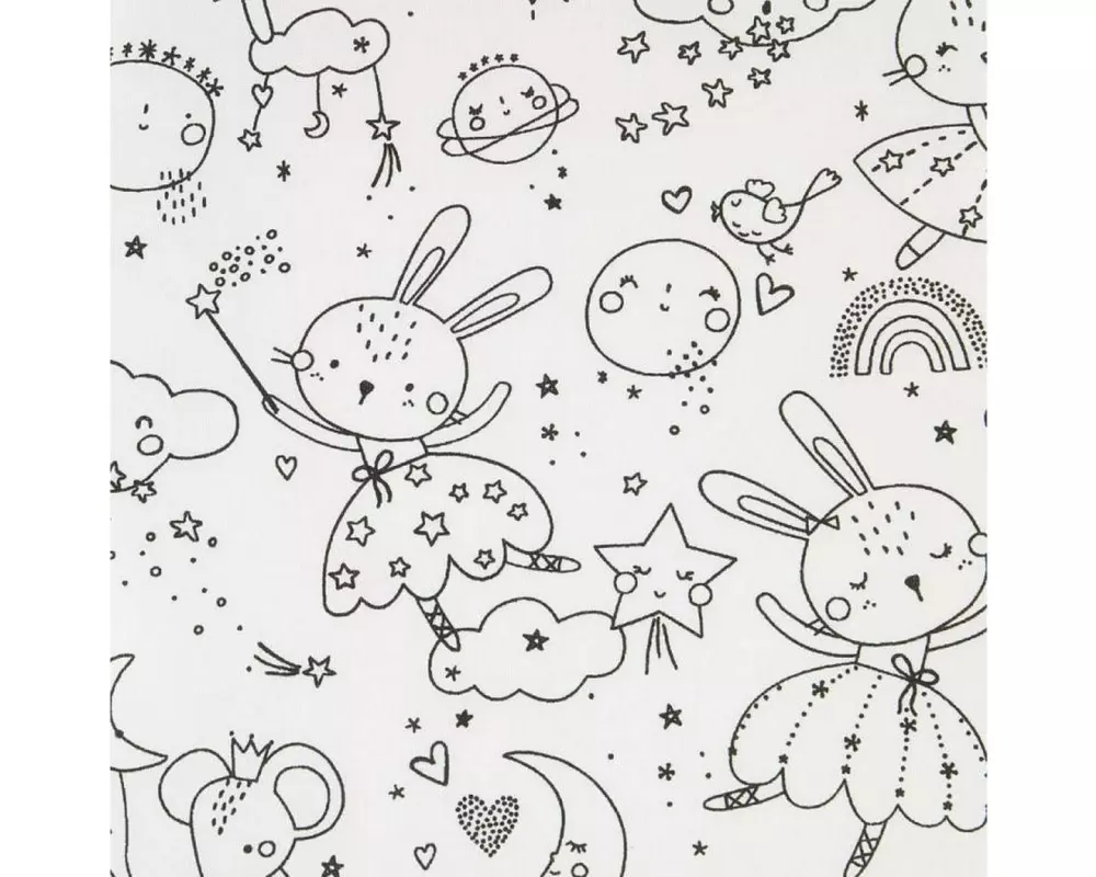 Basteln Stoff Idril 100 x 150 cm, Weiss / Schwarz