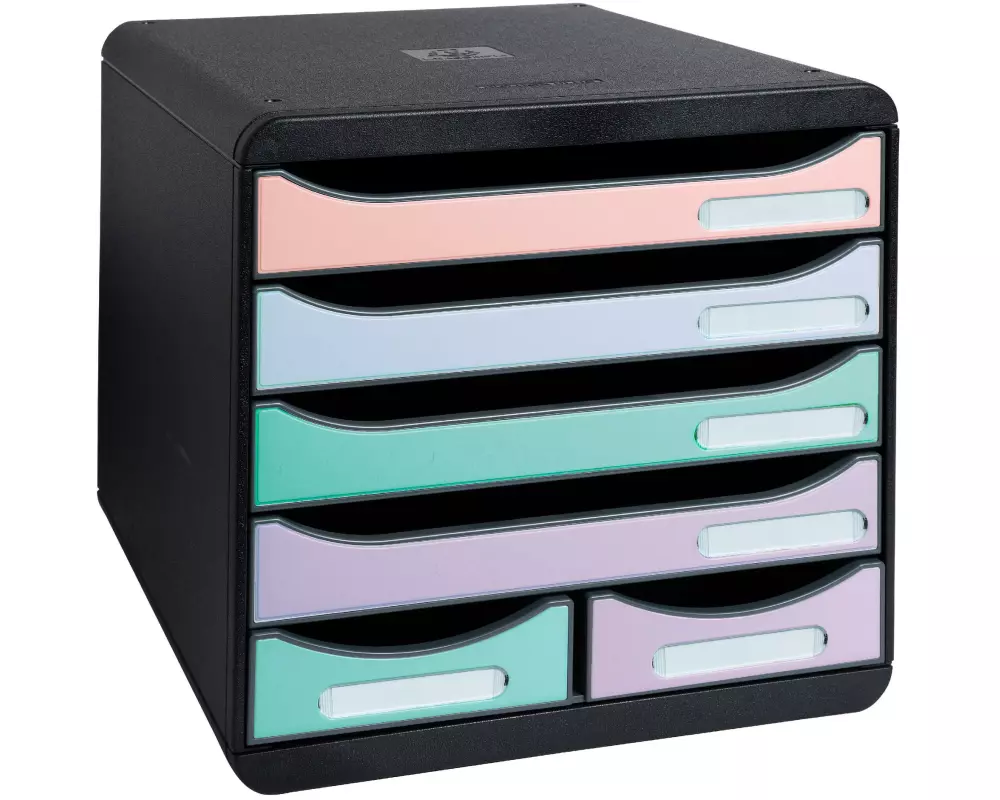 Exacompta Schubladenbox Big-Box Maxi 6 Schubladen, Mehrfarbig Aquarel