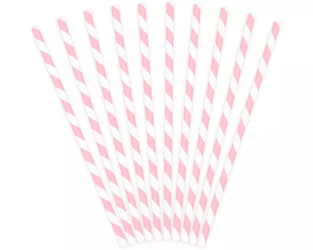 Partydeco Strohhalm 19.5 cm, 10 Stück, Weiss/Rosa