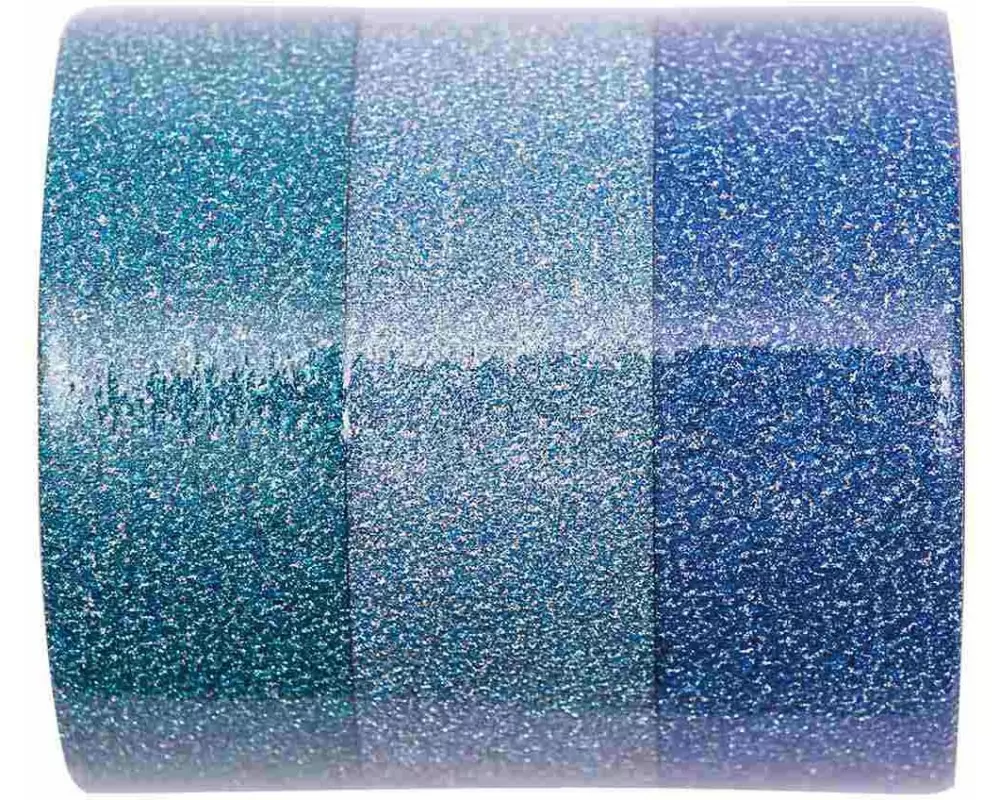 Rico Design Washi Tape Glitter 3 Stück, Blau, 5 m