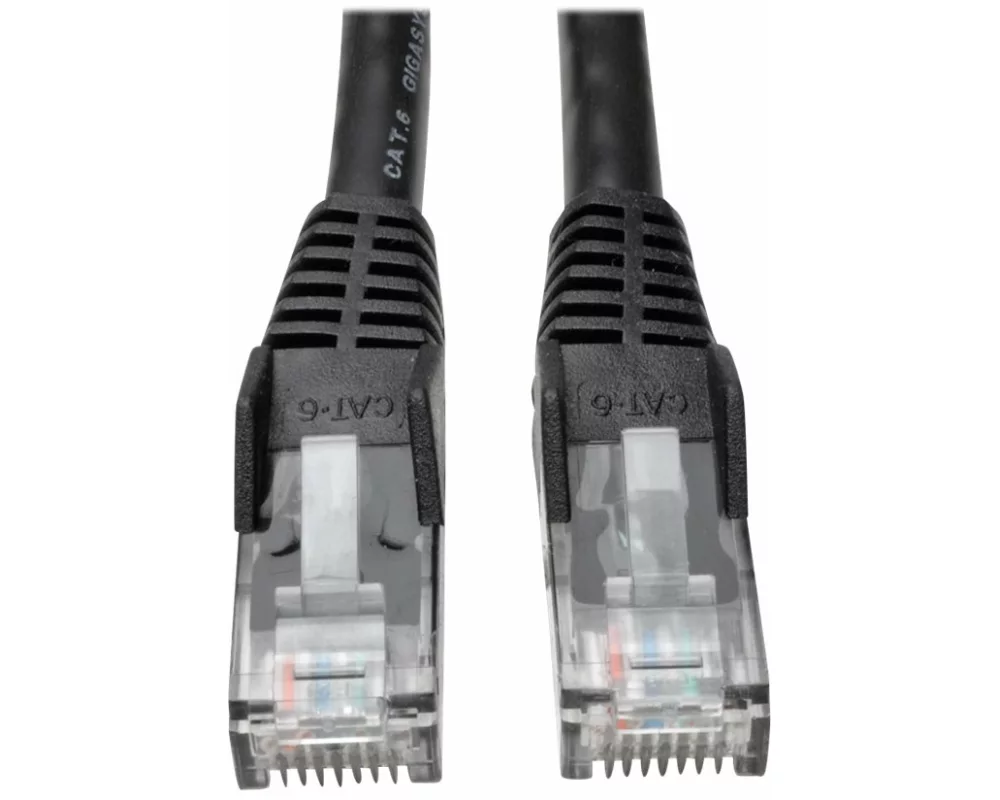 EATON TRIPPLITE Cat6, Gigabit, Snagless, Molded, UTP Ethernet Cable, RJ45, M/M, Black, 15ft. 4.57m