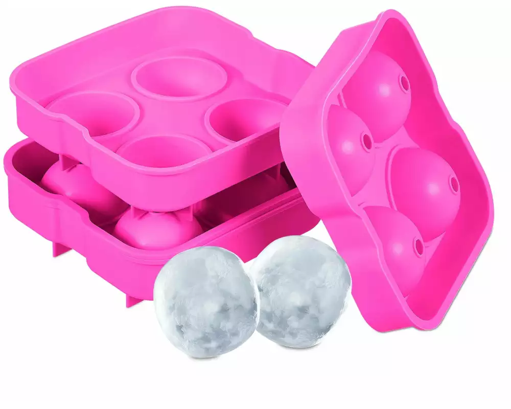 relaxdays Eiswürfelform Kugel 2 Stück, Pink
