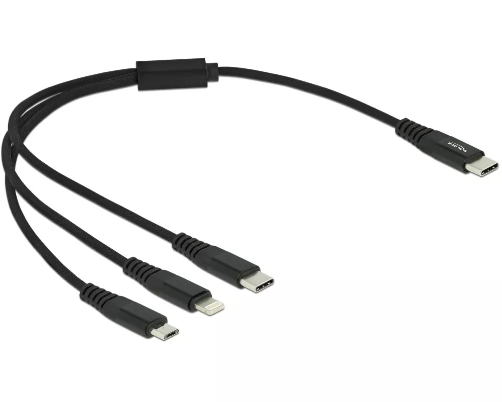 Delock USB-Ladekabel USB-C - Lightning/USB-C/Micro-USB B 0.3 m