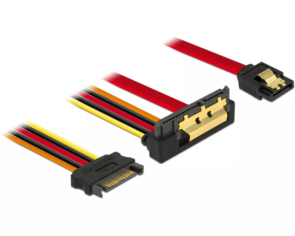 Delock SATA3-Kombikabel gewinkelt, SATA Strom, 30 cm