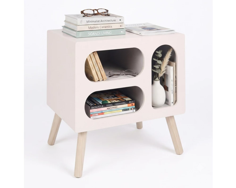relaxdays Nachttisch 45 x 45 cm, Braun/Weiss