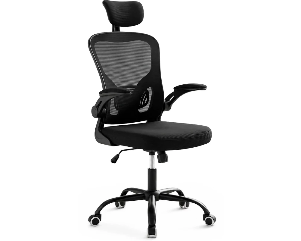 relaxdays Bürostuhl Schwarz, Ergonomisch