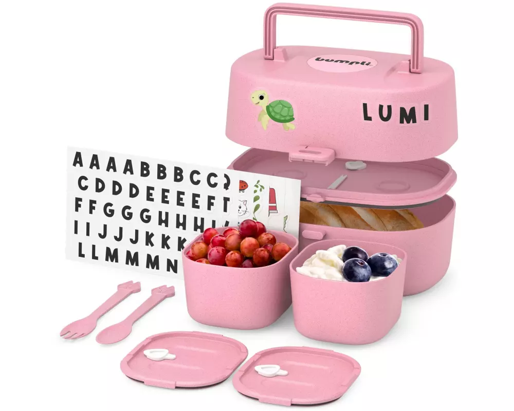 bumpli Lunchbox mit Sticker Set Rosa